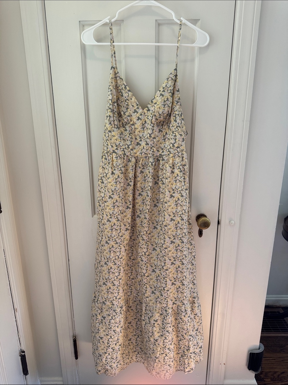 Universal Thread Yellow Floral Spaghetti-Strap Maxi Dress with Pockets